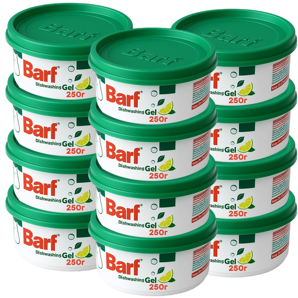 KG190548/12 НАБОР Гель для мылья посуды BARF в банке 250 г х 12 банок с ароматом лимона