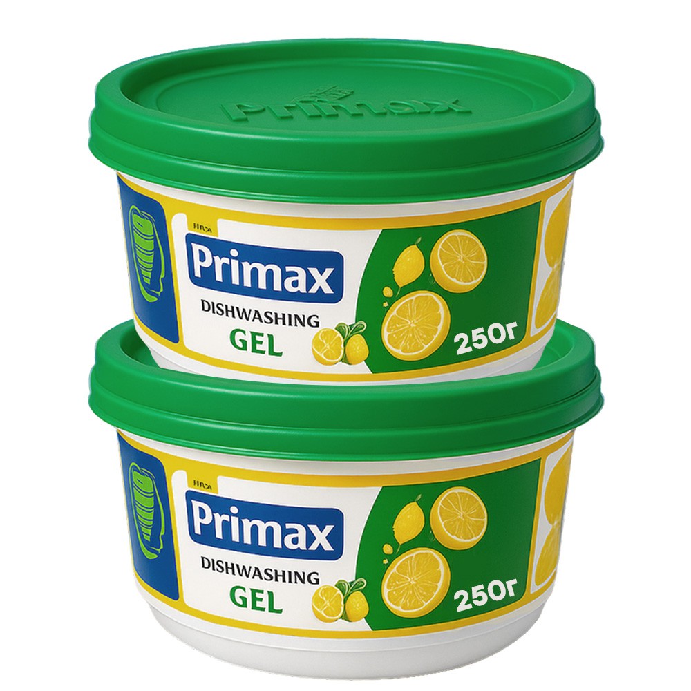 KG607160/2 НАБОР Гель для мылья посуды PRIMAX в банке 250 г х 2 банки с ароматом лимона